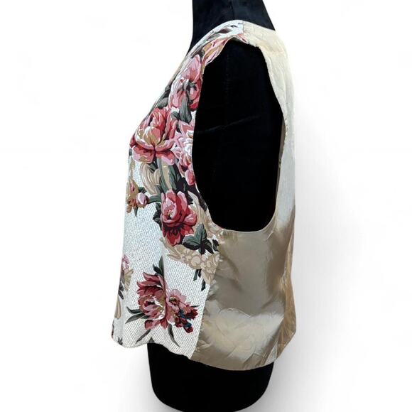 Carol Anderson Tapestry Floral Vest Cream Baroque Brocade Waistcoat Large - Picture 5 of 8